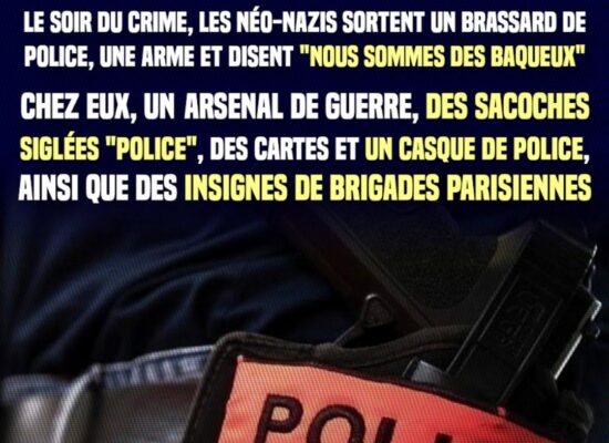 Une arme de service rangée à la ceinture avec un brassard "Police", une matériel que possédaient les tueur d'Aramburú.