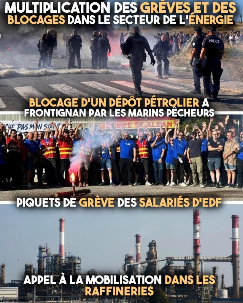 Les CRS débloquent un dépôt pétrolier, tandis que la grève est massive à EDF et que les raffineries voient un appel à la mobilisation.