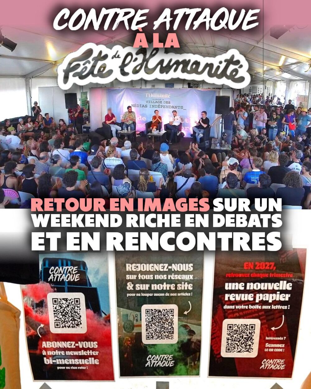 Au village des médias indépendants de la Fête de l'Huma, Contre Attaque a organisé deux tables rondes en plus de son stand.