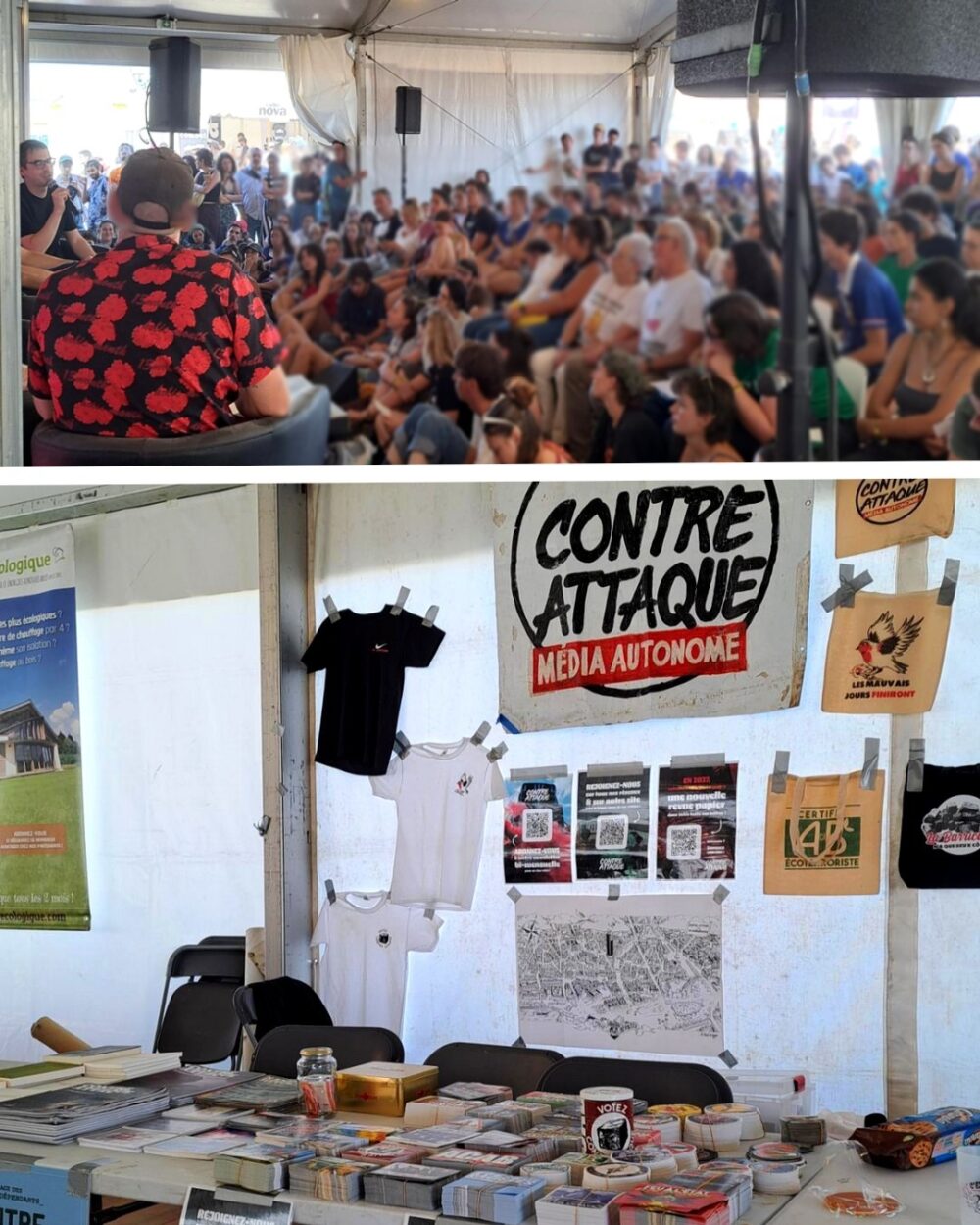 Au village des médias indépendants de la Fête de l'Huma, Contre Attaque a organisé deux tables rondes en plus de son stand.