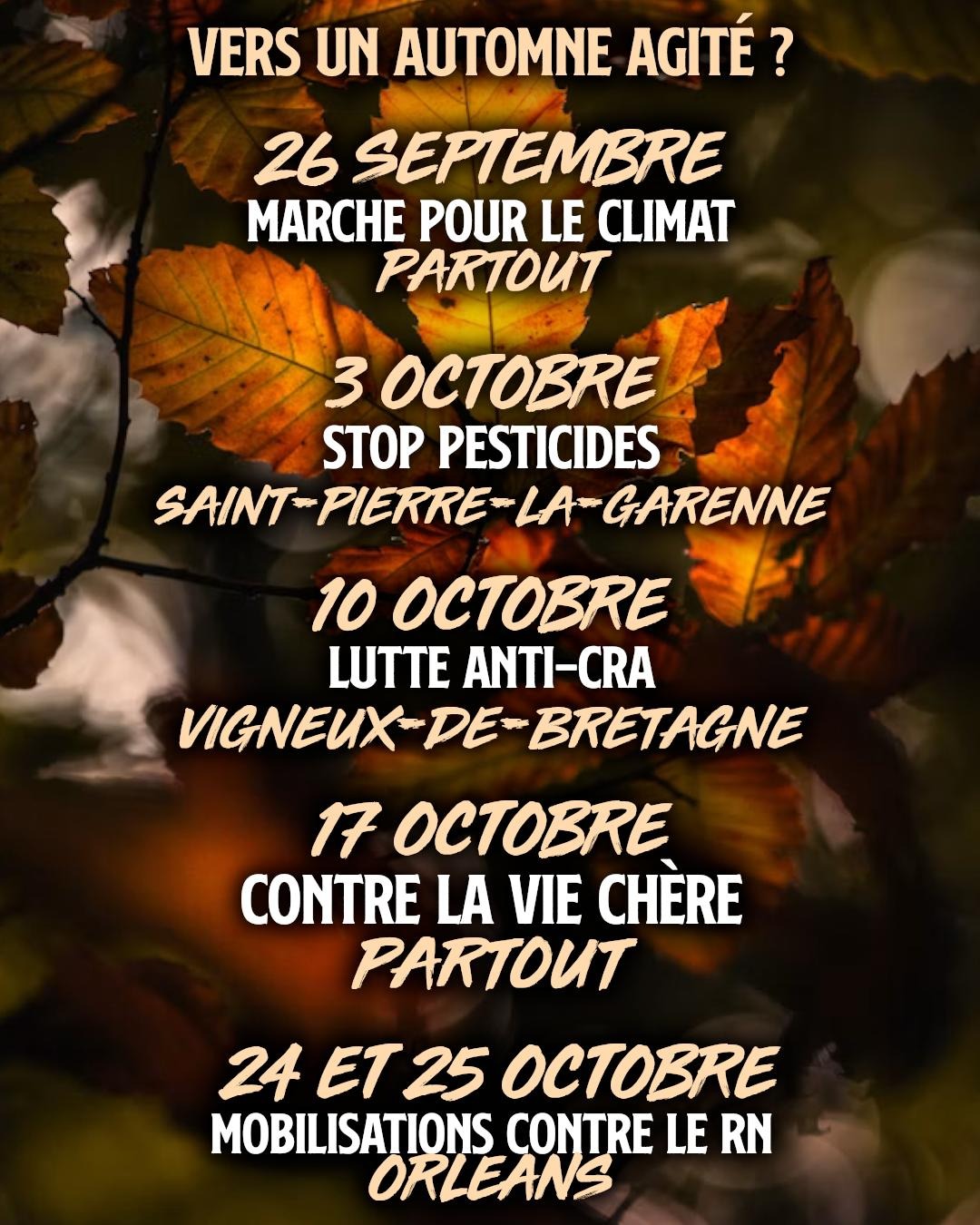 Après un été 2026 suffoquant, place aux luttes avec les prochains rendez-vous de ce début d'automne. Ça risque de secouer : avis de tempête !