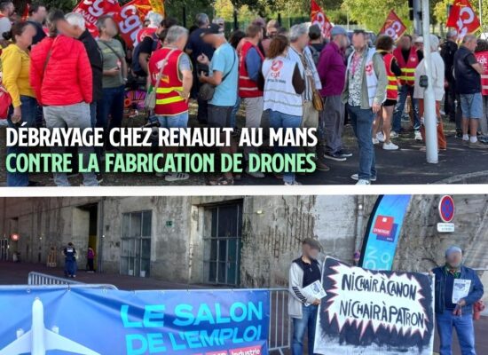 Contre la militarisation de Renault au Mans (en haut) et contre le recrutement de chair à canon à Saint-Nazaire (en bas), des actions antimilitaristes continuent d'avoir lieu malgré l'invisibilisation.