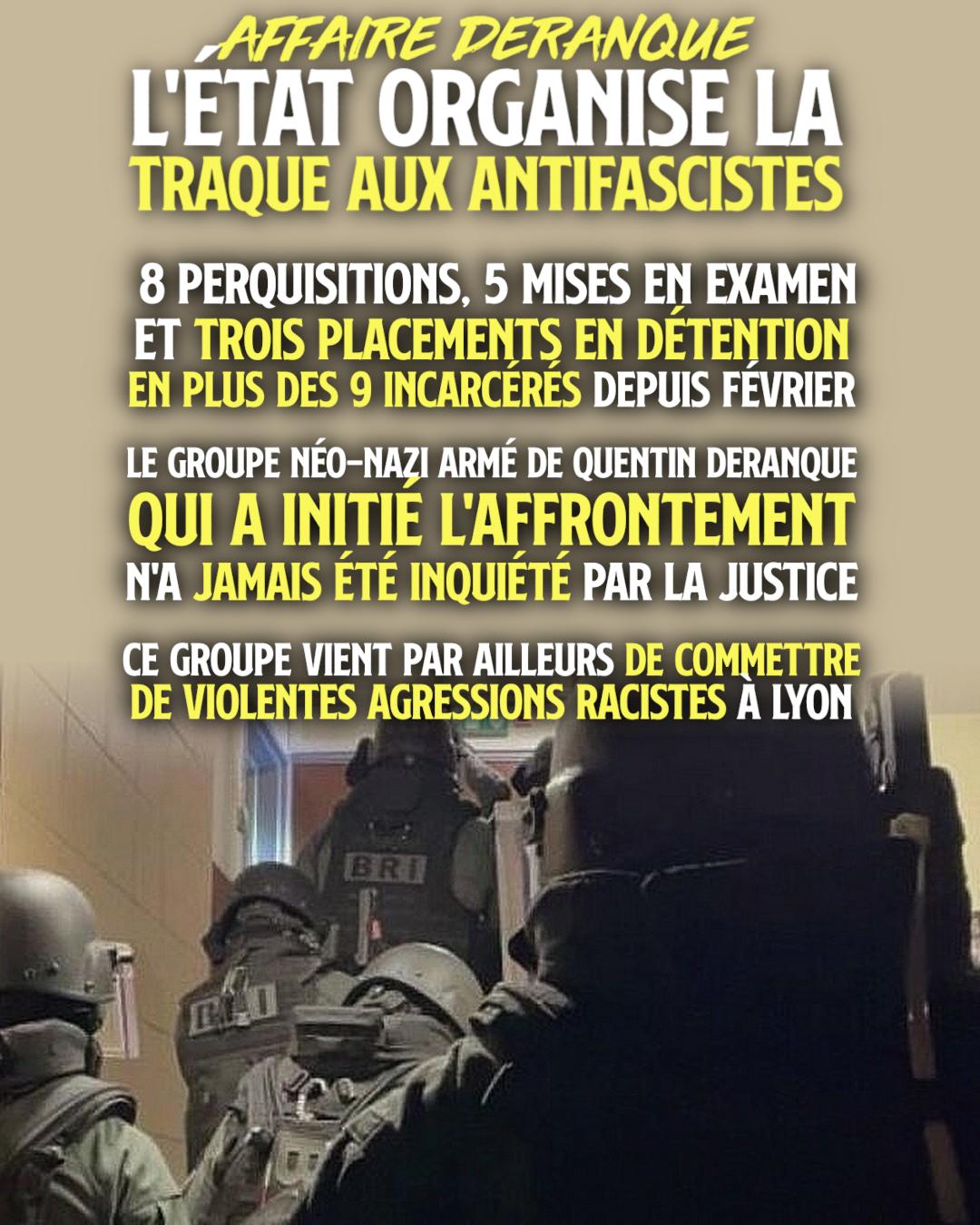 La BRI s'apprête à casser la porte de militants antifascistes, une scène qu'on voit rarement pour les groupes qui œuvrent à la gloire de Quentin Deranque.