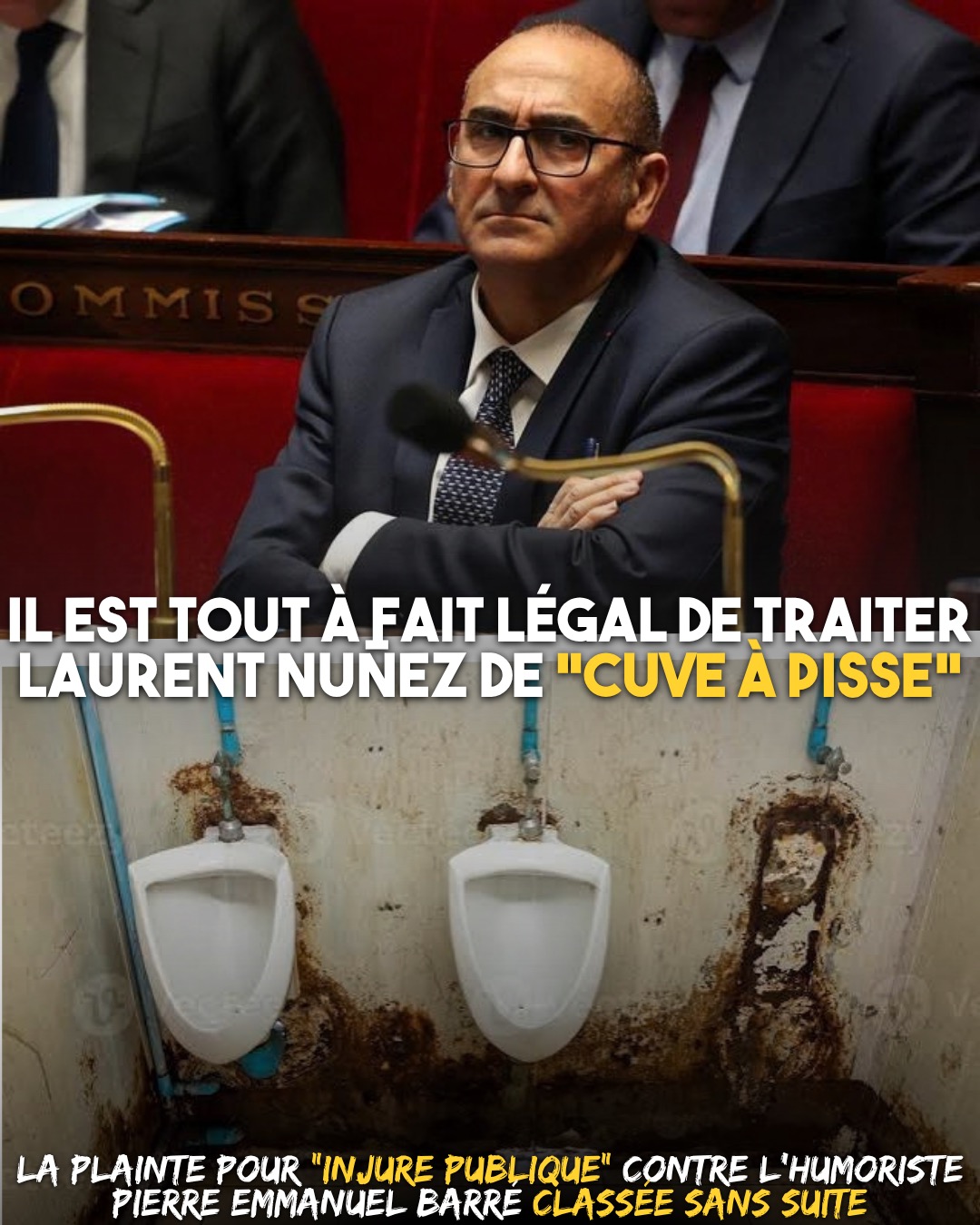 Dans des toilettes publiques en sale état, seuls deux urinoirs sont présents, car la troisième cuve à pisse est partie au gouvernement.