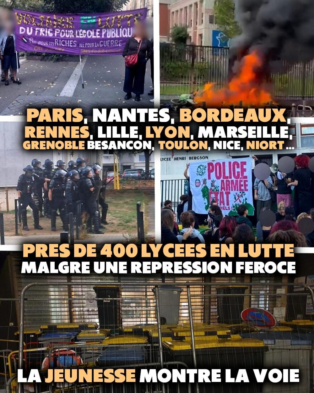 Au moins 400 lycées en lutte : la jeunesse montre la voie