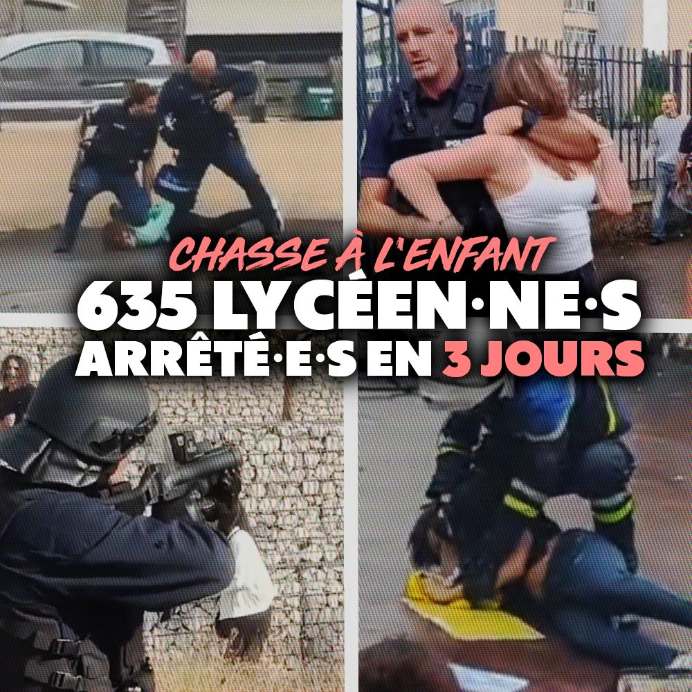 Alors que les lycées sont le théâtre de mobilisations pour l'avenir, des enfants sont brutalisés par une police en roue libre.
