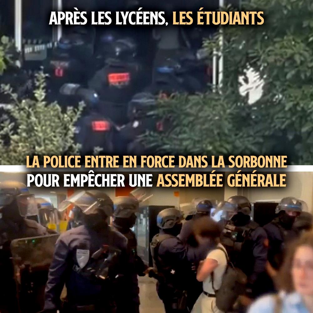 Les CRS investissant la Sorbonne ce 5 octobre.