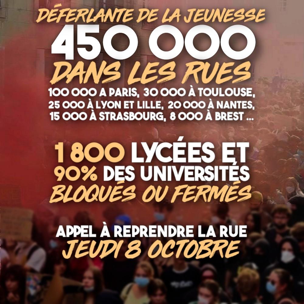 Du monde dans les rues aux côtés des lycéen·nes : c'est une déferlante qui a eu lieu ce 6 octobre