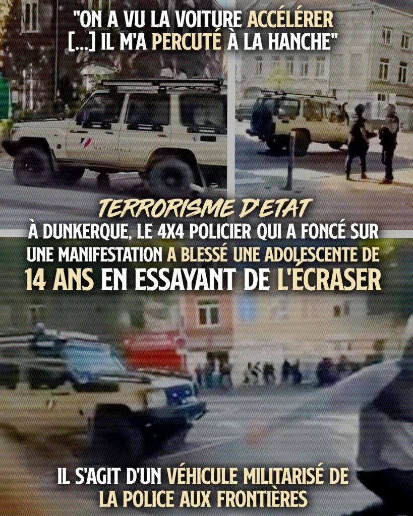 Un véhicule tout-terrain de la police fonce dans une manifestation lycéenne à Dunkerque