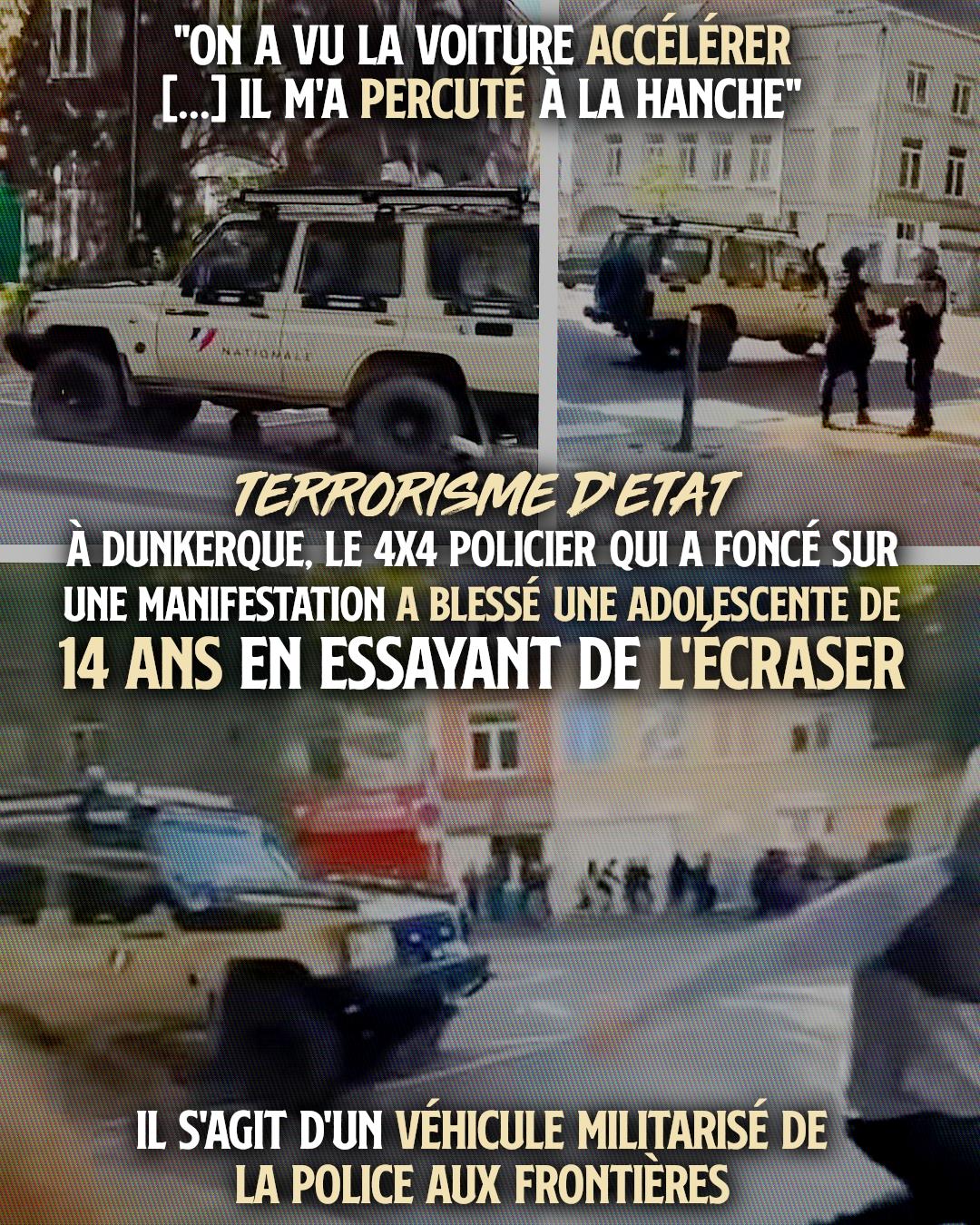Un véhicule tout-terrain de la police fonce dans une manifestation lycéenne à Dunkerque