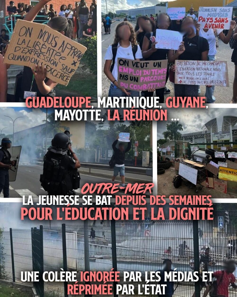 Des images de répression policière dans les colonies françaises d'outre-mer.