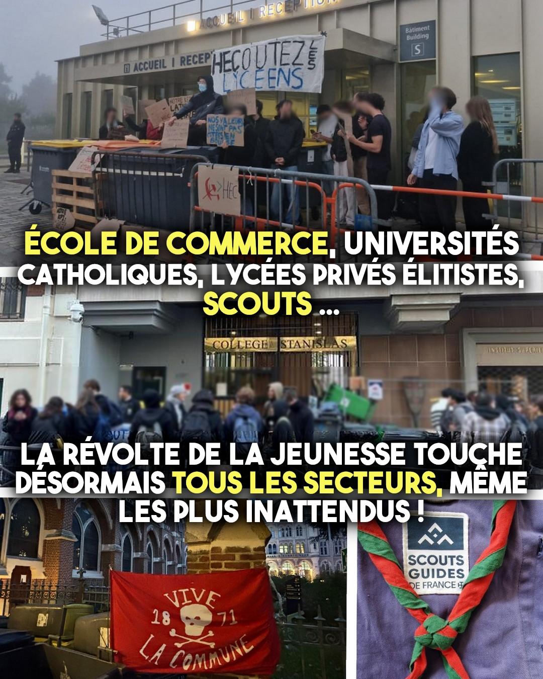 HEC, Stanislas, la Catho de Lille ou les Scouts : la jeunesse privilégiée se mobilise en solidarité avec le mouvement lycéen.