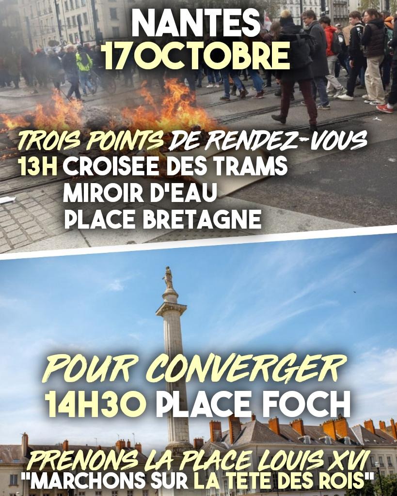 À la croisée des trams de Commerce ou place Louis XVI : du zbeul partout est attendu ce 17 octobre à Nantes