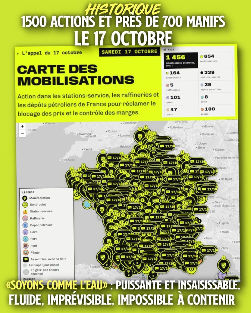 La carte de France des mobilisation ce 17 octobre : des actions et manifestations partout sur le territoire