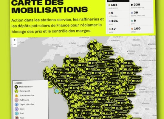 La carte de France des mobilisation ce 17 octobre : des actions et manifestations partout sur le territoire