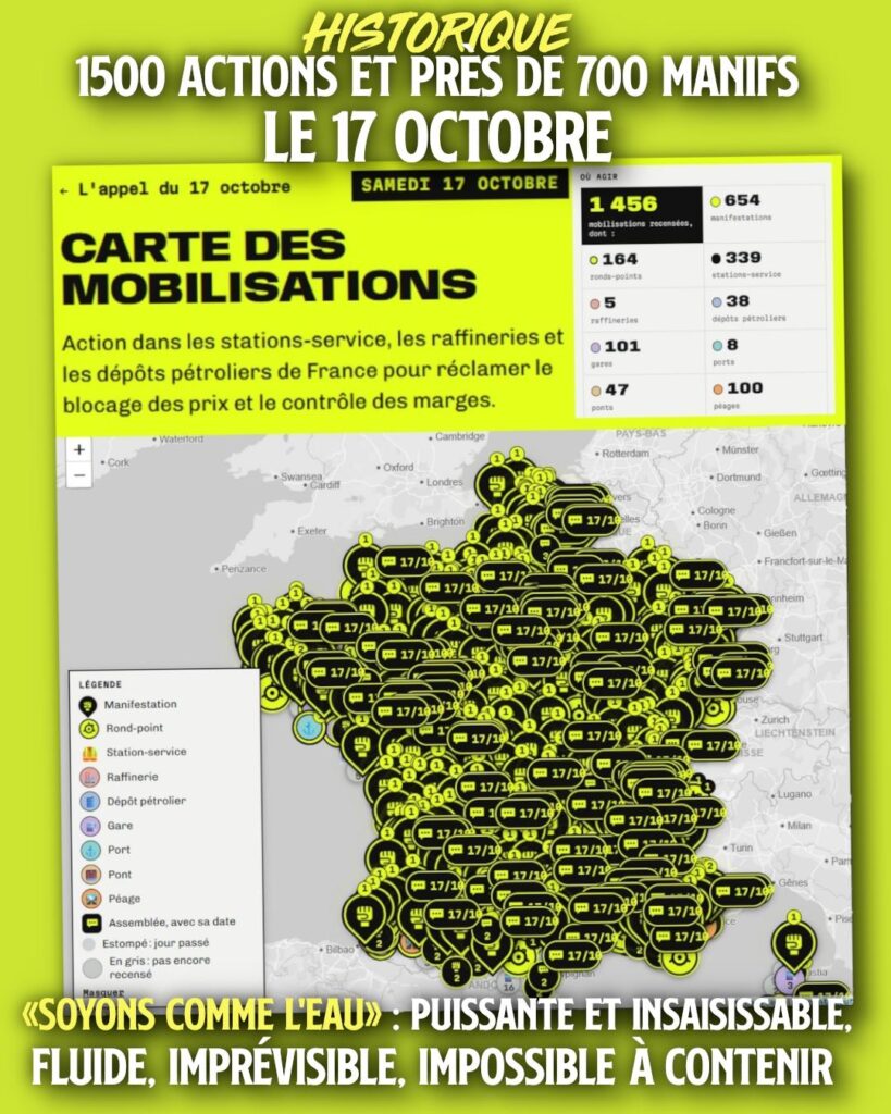 La carte de France des mobilisation ce 17 octobre : des actions et manifestations partout sur le territoire