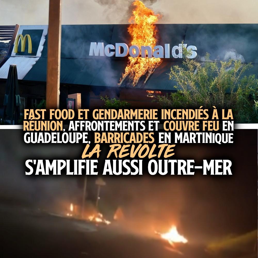 Dans les colonies françaises d'outre-mer, le 17 octobre a aussi été explosif avec l'incende d'un Mac Donalds et d'une gendarmerie.