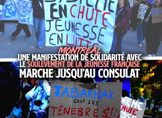 Le 17 octobre à Montréal, la jeunesse se mobilisait en solidarité avec le soulèvement en France.