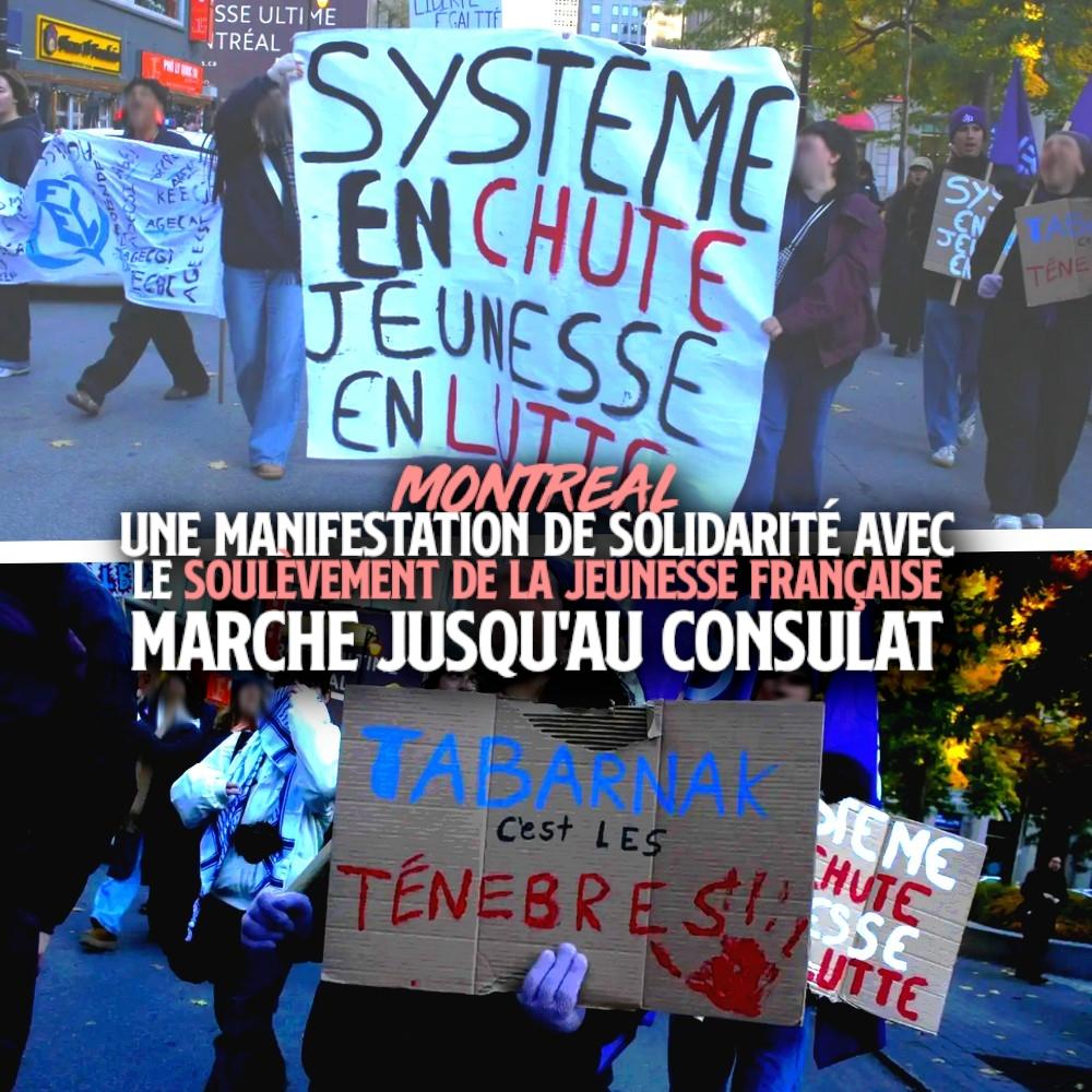 Le 17 octobre à Montréal, la jeunesse se mobilisait en solidarité avec le soulèvement en France.