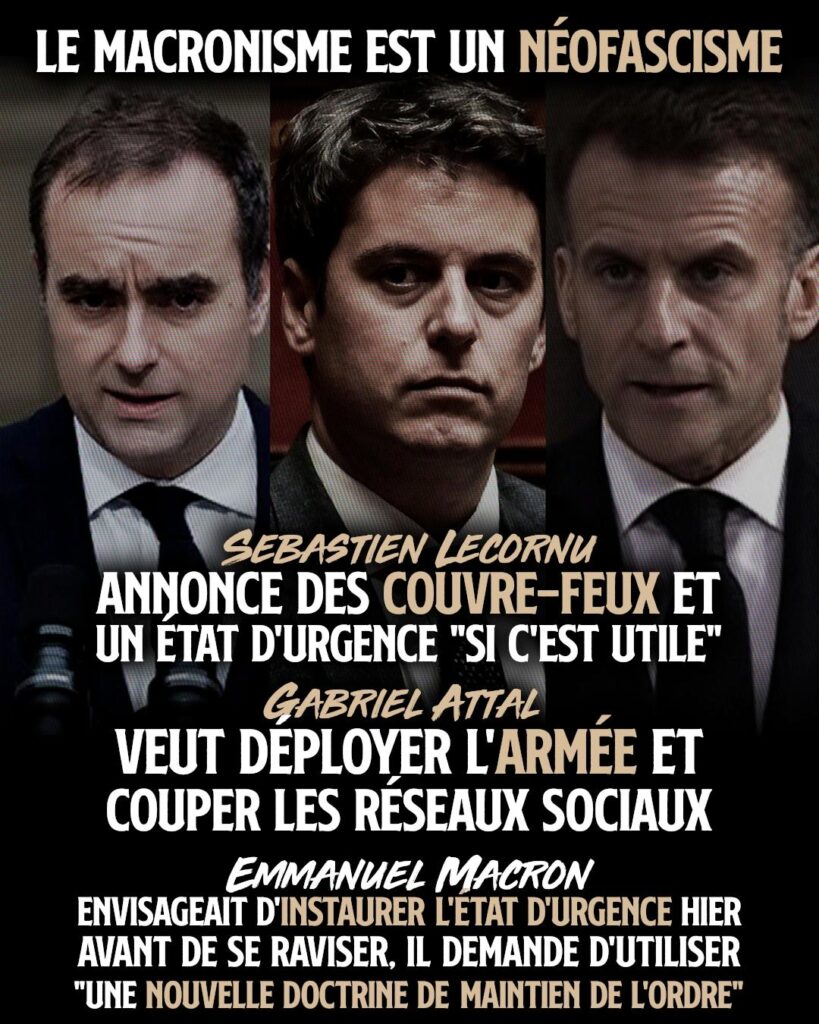 Lecornu, Attal et Macron : trois visage du néofascisme