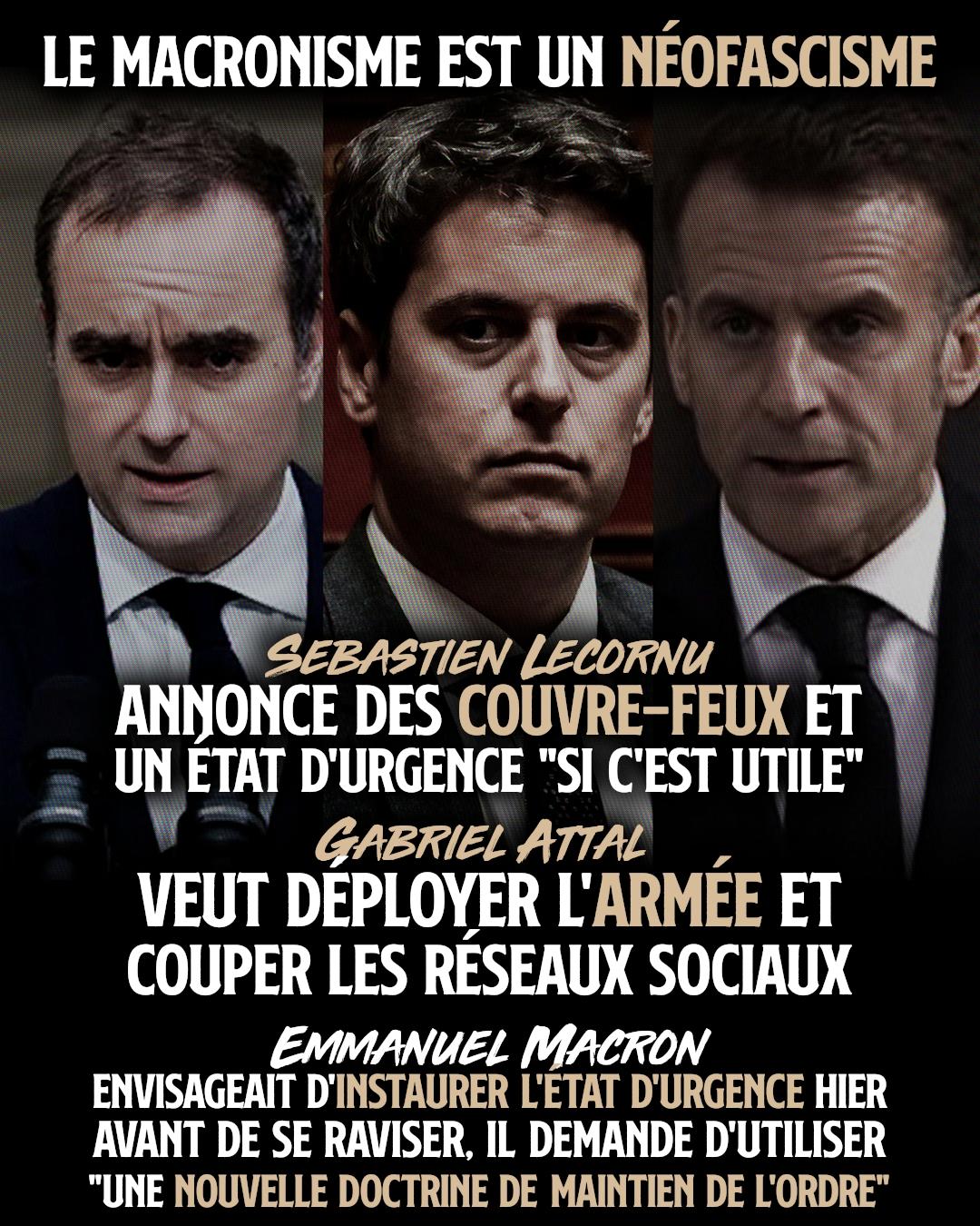 Lecornu, Attal et Macron : trois visage du néofascisme