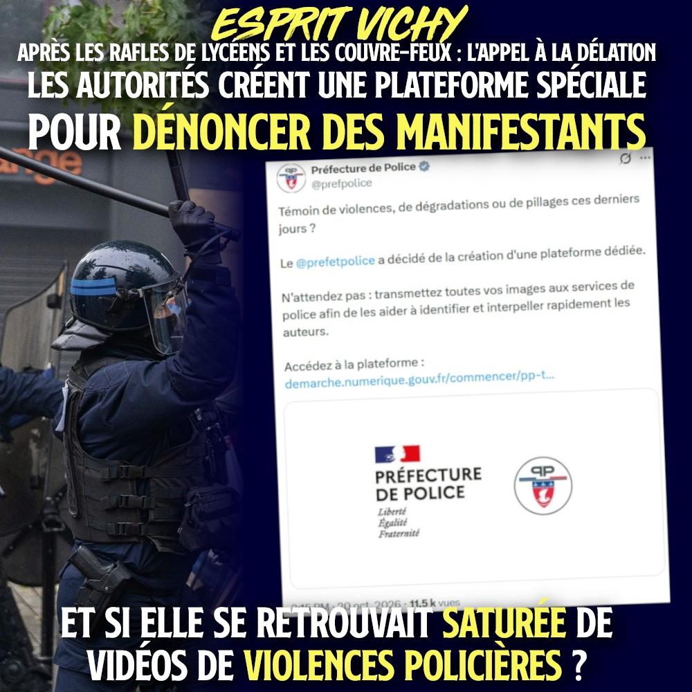 Le tweet de la préfecture de police de Paris qui présente la plateforme organisant la délation des manifestants du 17 octobre.