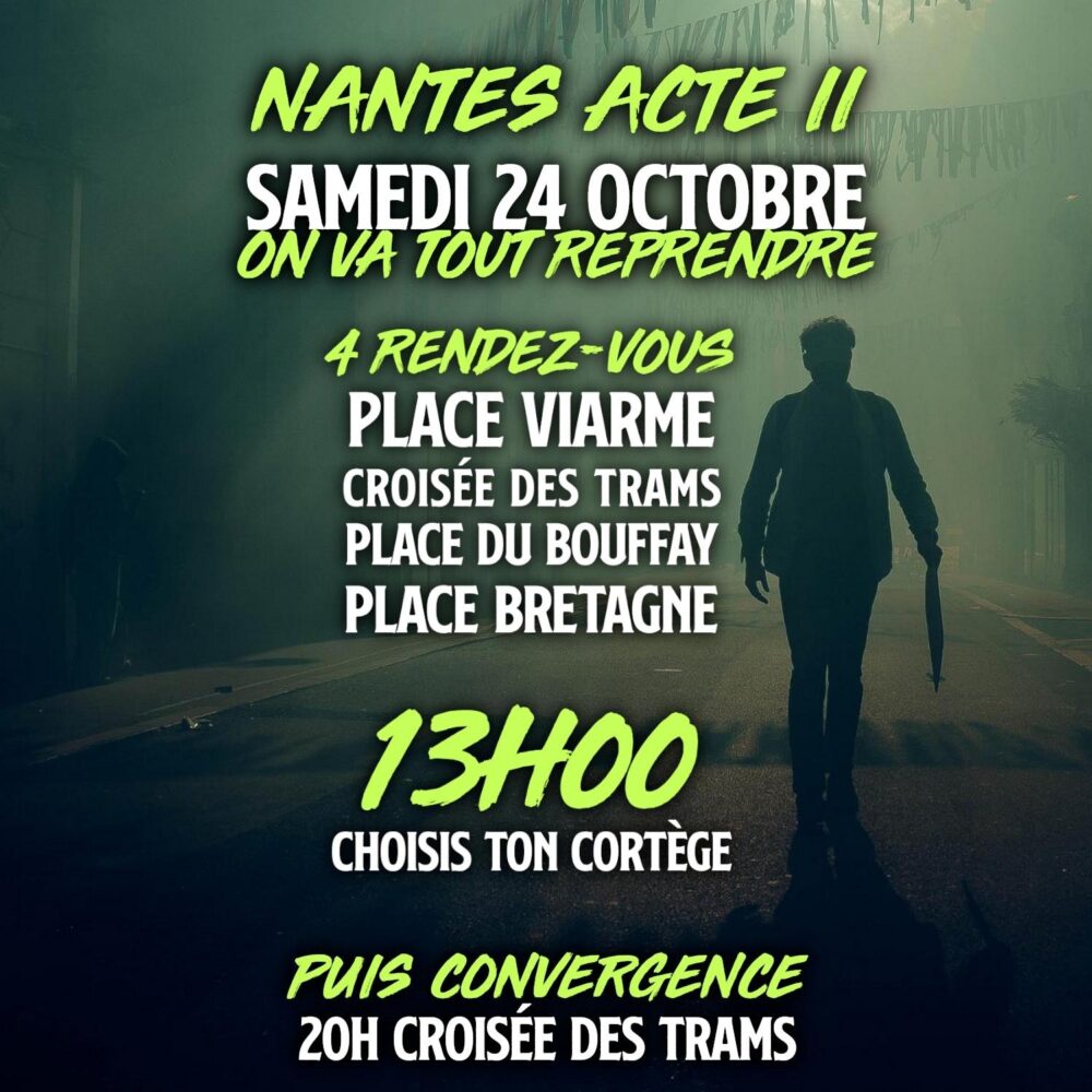 Un manifestant dans une rue de Nantes gazée le 17 octobre : faisons mieux le 24 !