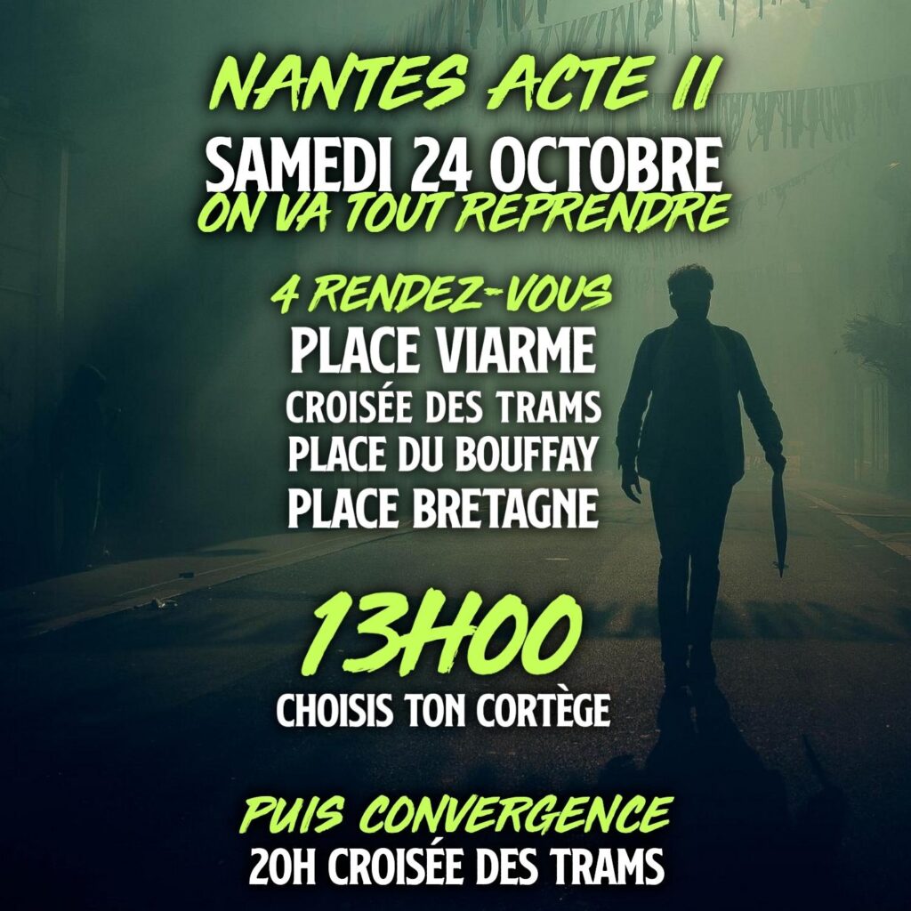Un manifestant dans une rue de Nantes gazée le 17 octobre : faisons mieux le 24 !