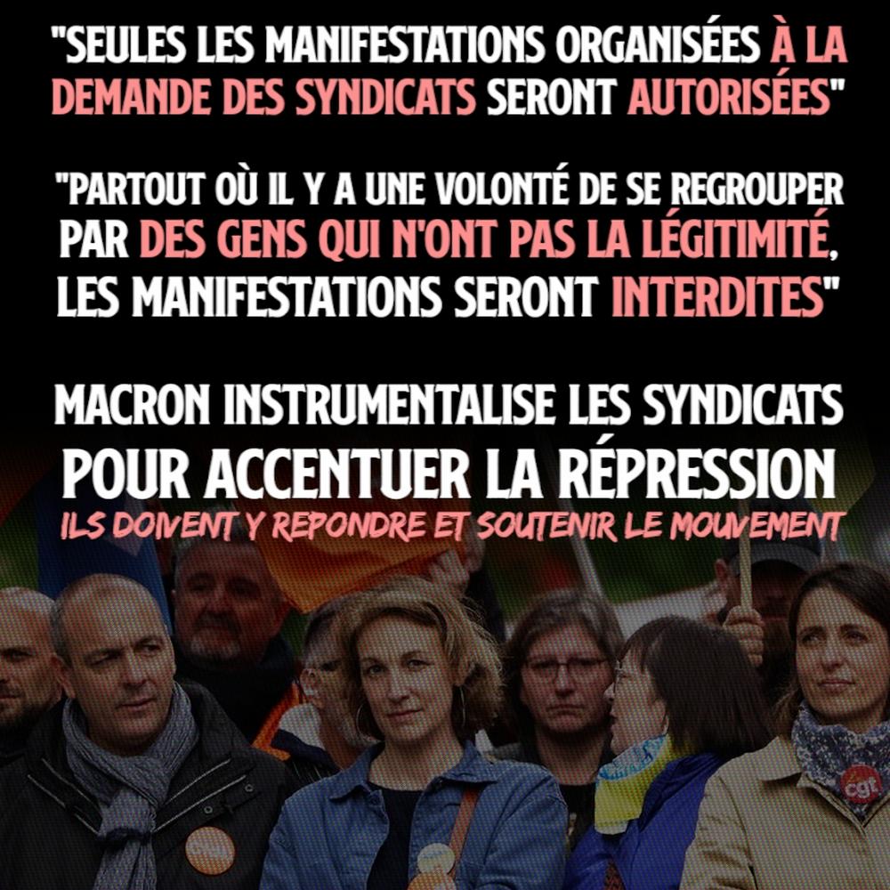 Vers une interdiction de toutes les initiatives non syndicales, qualifiées de non «légitimes» par le pouvoir