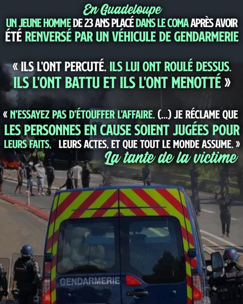 Un camion de gendarmerie devant un barrage routier en Guadeloupe, où la colère n'a pas attendu le 17 octobre pour exploser.