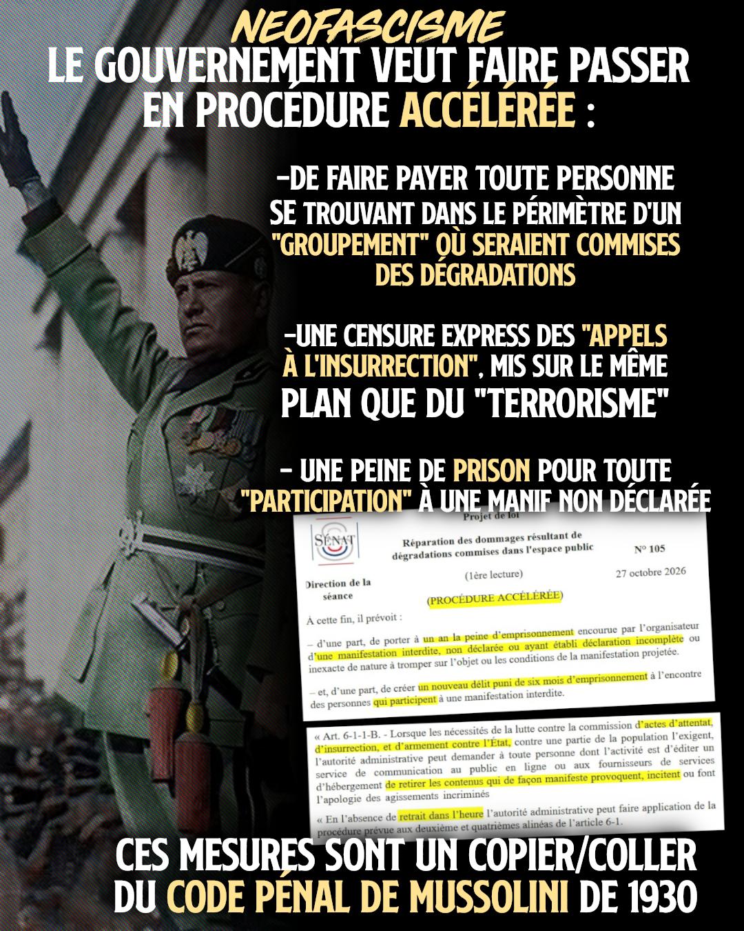 Loi «casseur-payeur» : les macronistes veulent imposer trois mesures copiées sur les fascistes