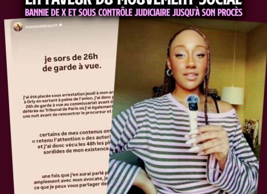 L'influenceuse Manon Delcourt, enfermée sur la base d'accusations de «terrorisme» uniquement pour avoir diffusé des messages politiques.