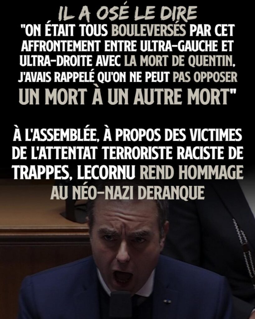 Lecornu à l'Assemblée, mettant un signe égal entre un nazi et une victime du nazisme.